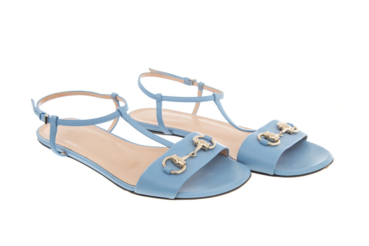 Gucci Baby Blue Horsebit Sandals SZ 38.5