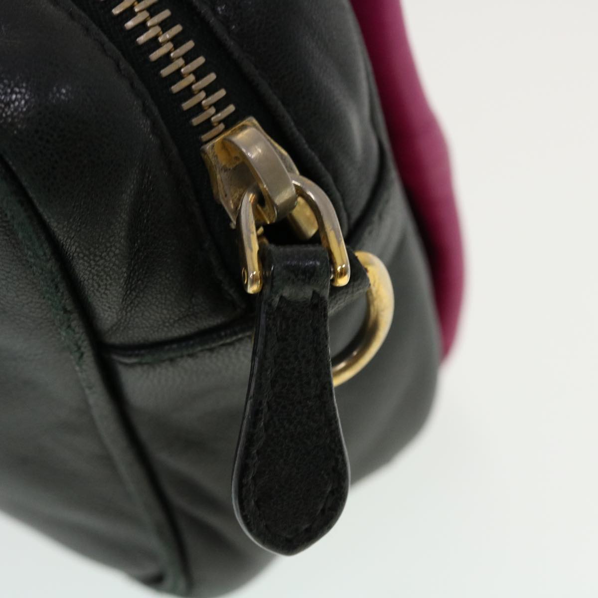 PRADA Ribbon Shoulder Bag Nylon Black Pink  43707