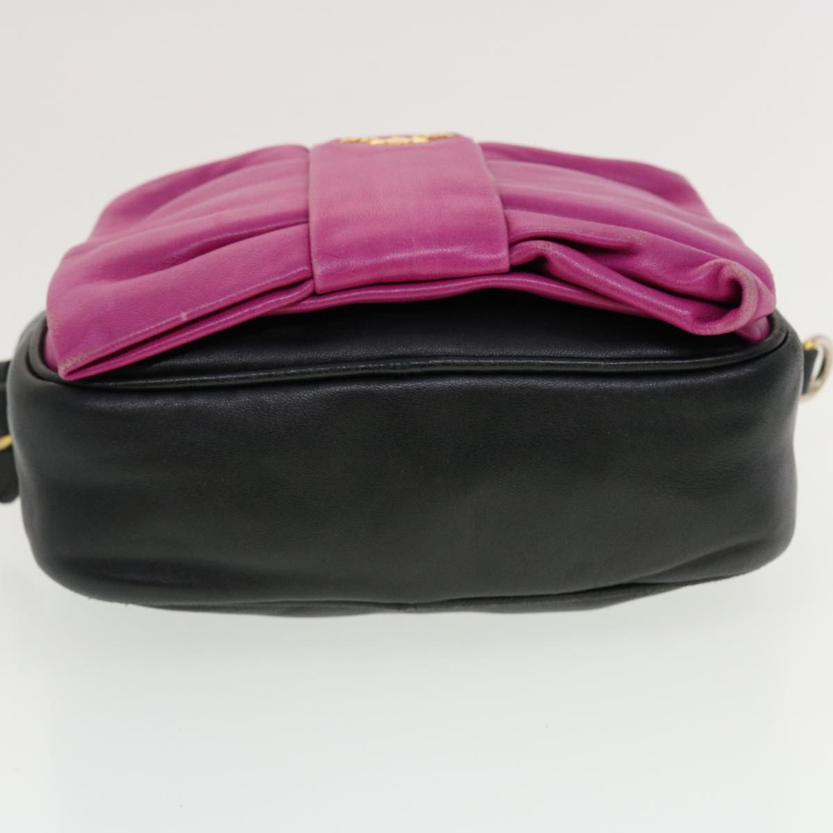 PRADA Ribbon Shoulder Bag Nylon Black Pink  43707