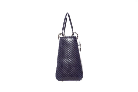 Christian Dior Medium Navy Snakeskin Lady Dior Handbag