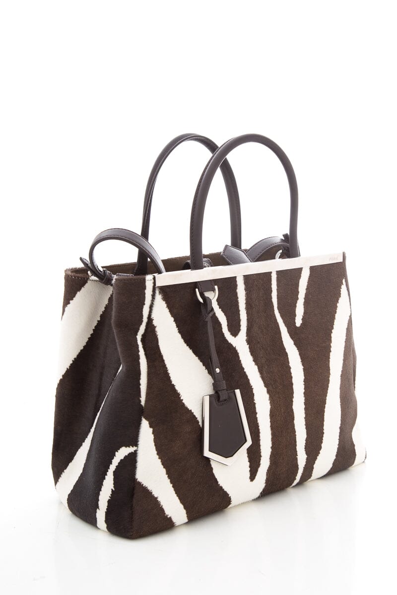 Fendi Brown & White Zebra Print Ponyhair Peak-A-Boo