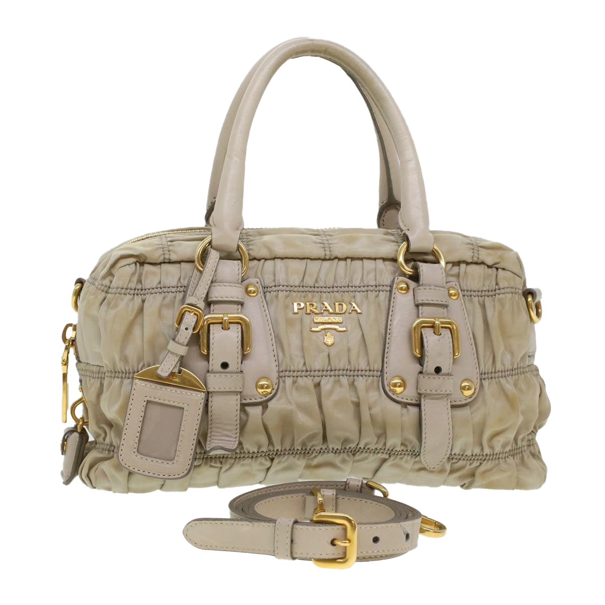 PRADA Hand Bag Nylon 2way Shoulder Bag Khaki  44052