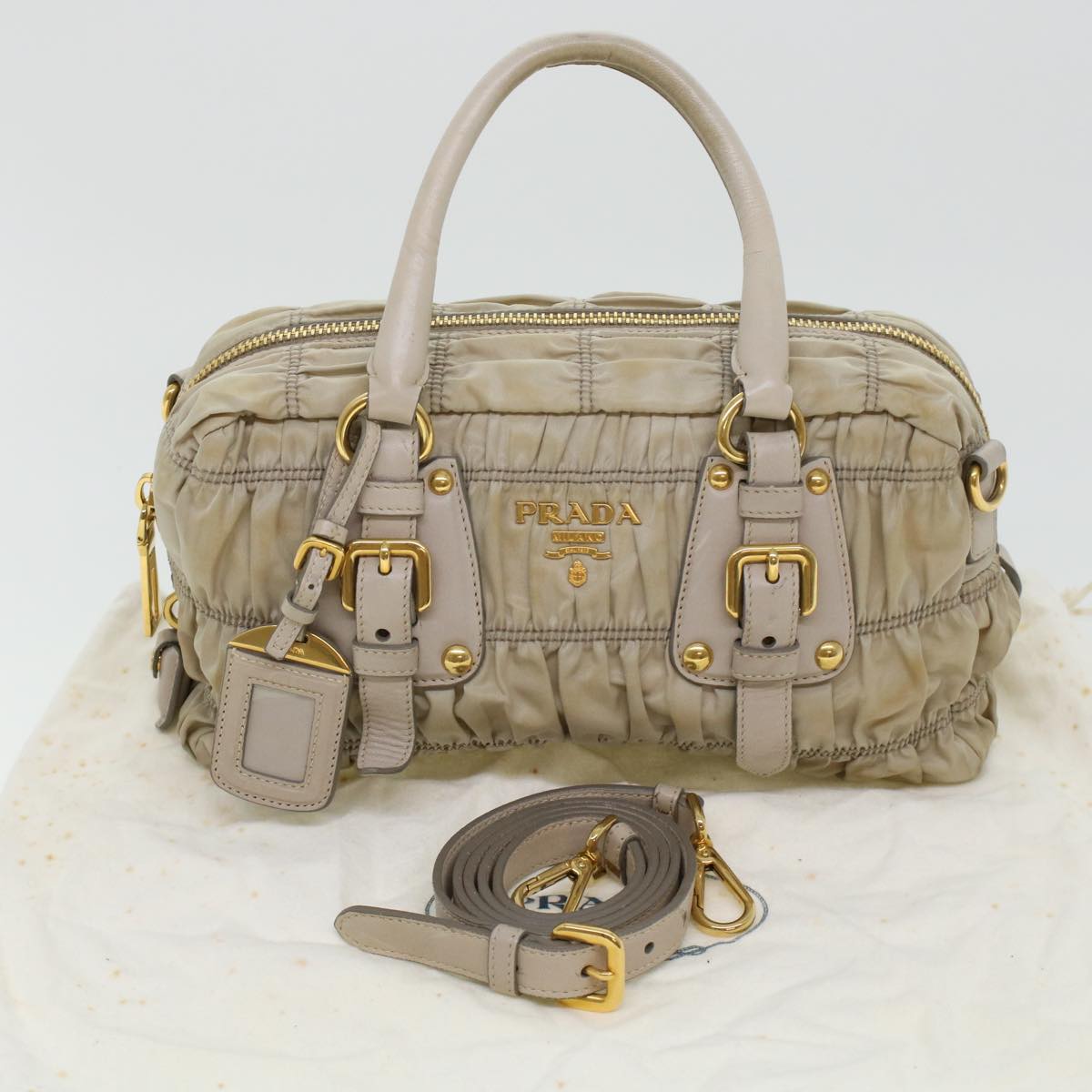 PRADA Hand Bag Nylon 2way Shoulder Bag Khaki  44052