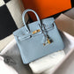 HM Birkin Blue Jean For Women Gold-Toned Hardware 11in/30cm