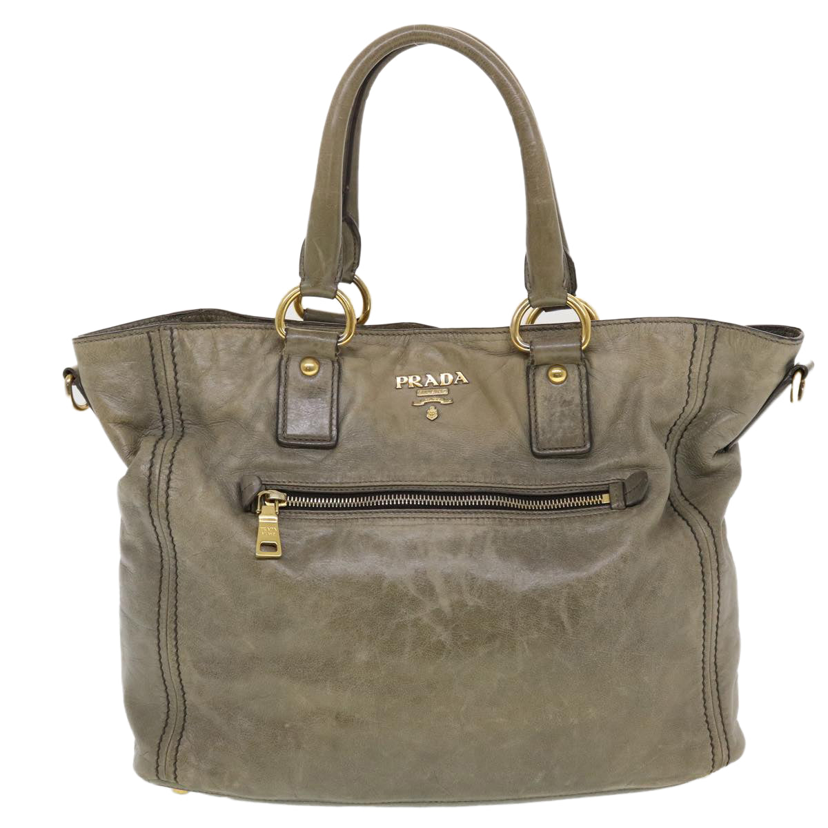 PRADA Hand Bag Leather 2way Gray  44135