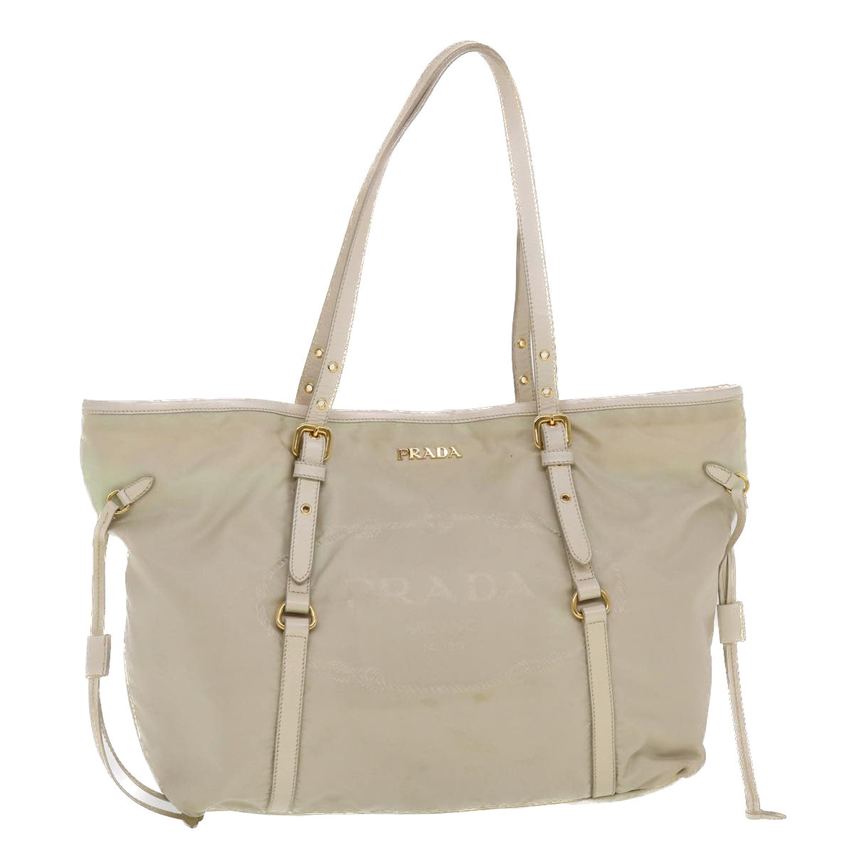 PRADA Tote Bag Nylon Beige  44395