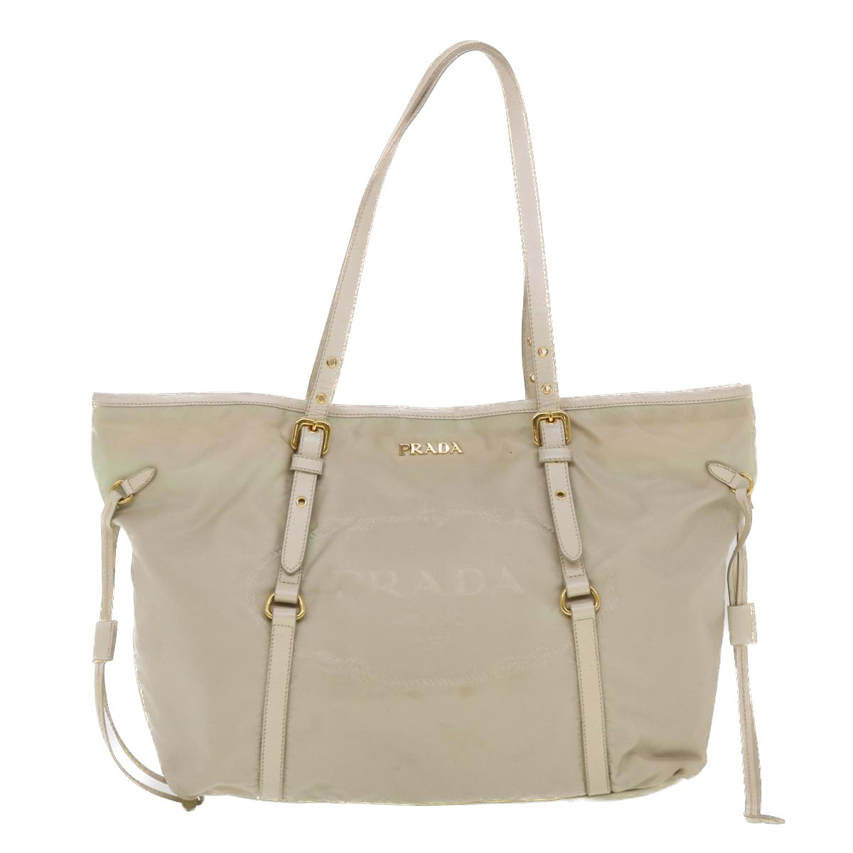 PRADA Tote Bag Nylon Beige  44395