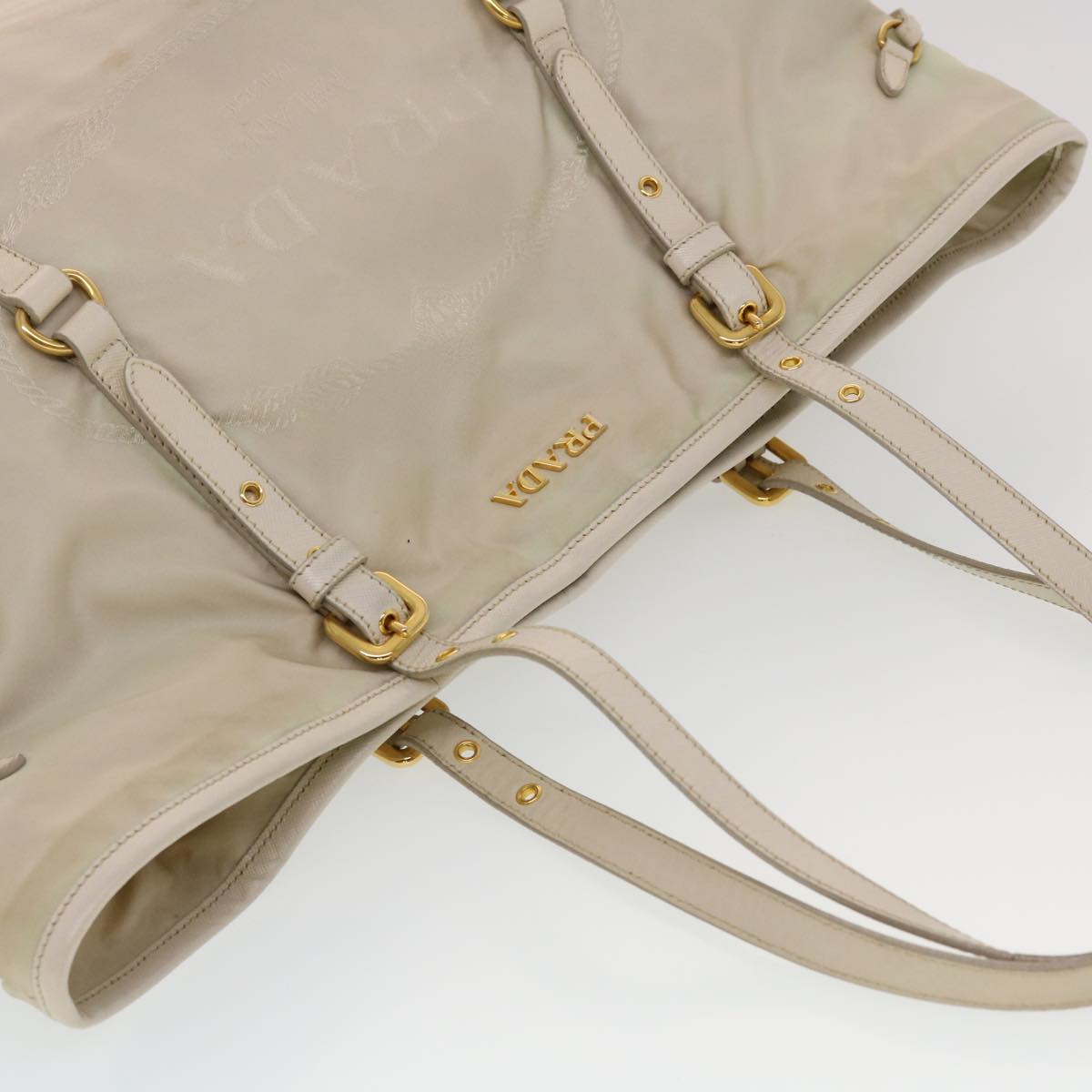 PRADA Tote Bag Nylon Beige  44395