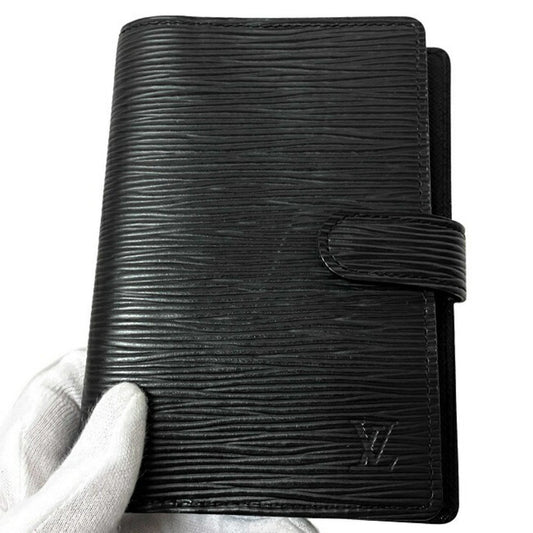 Louis Vuitton Black Leather COUVERTURE AGENDA FONCTIONNEL PM wallet accessories