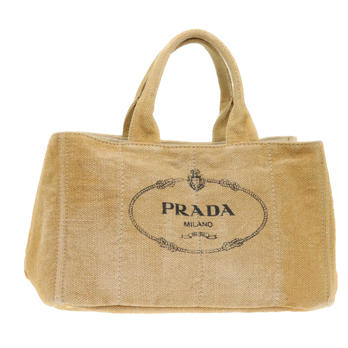 PRADA Canapa Hand Bag Canvas Beige  45652