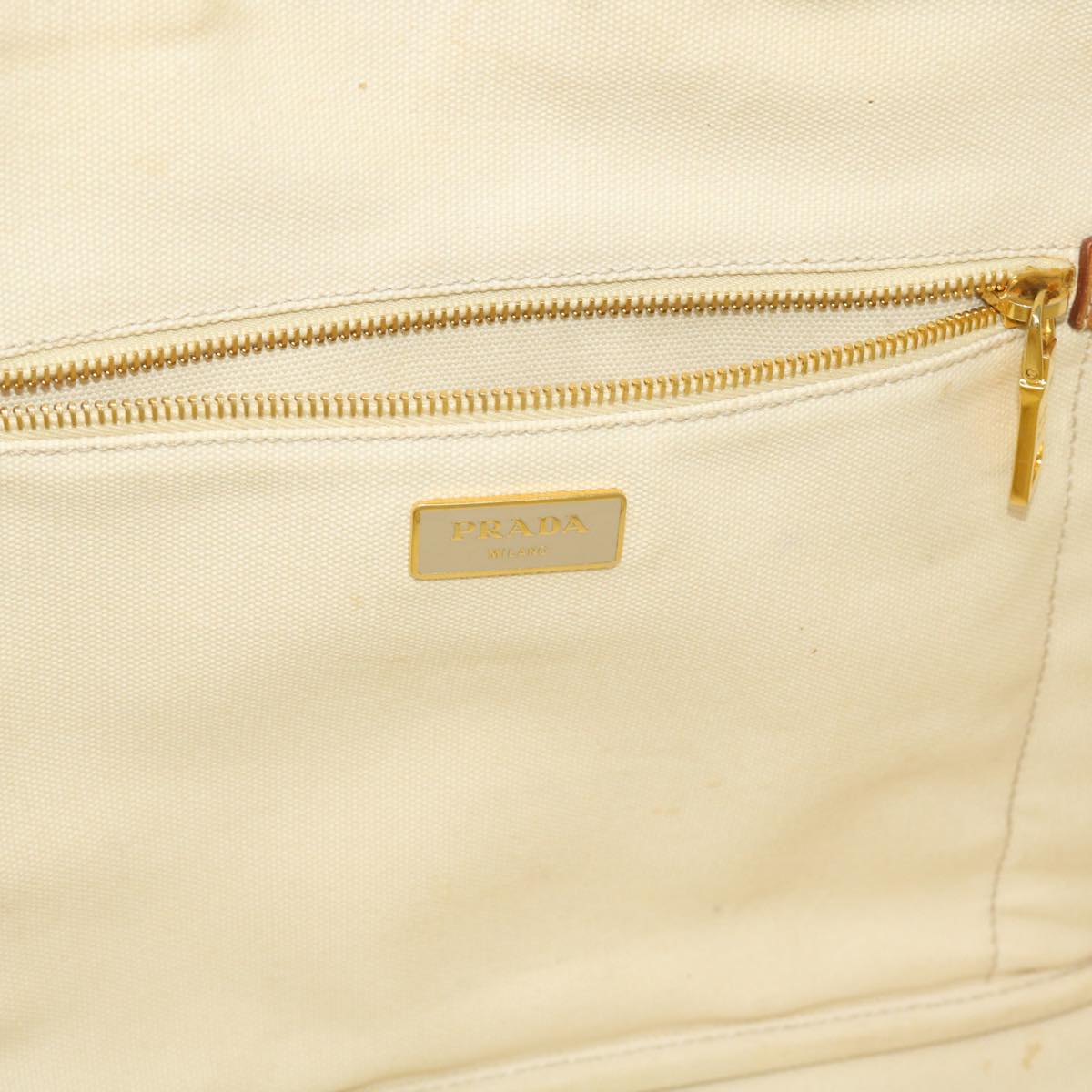 PRADA Canapa Hand Bag Canvas Beige  45652