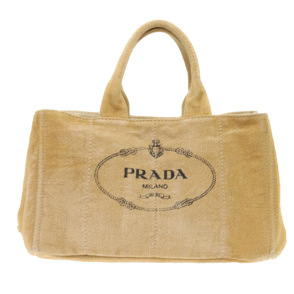 PRADA Canapa Hand Bag Canvas Beige  45652