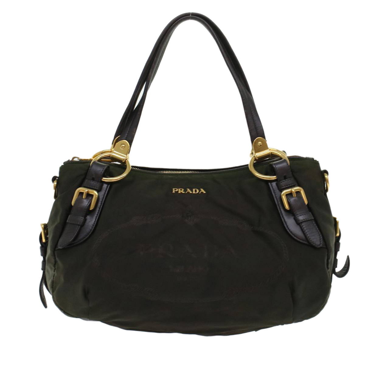 PRADA Shoulder Bag Nylon Leather Khaki  45919