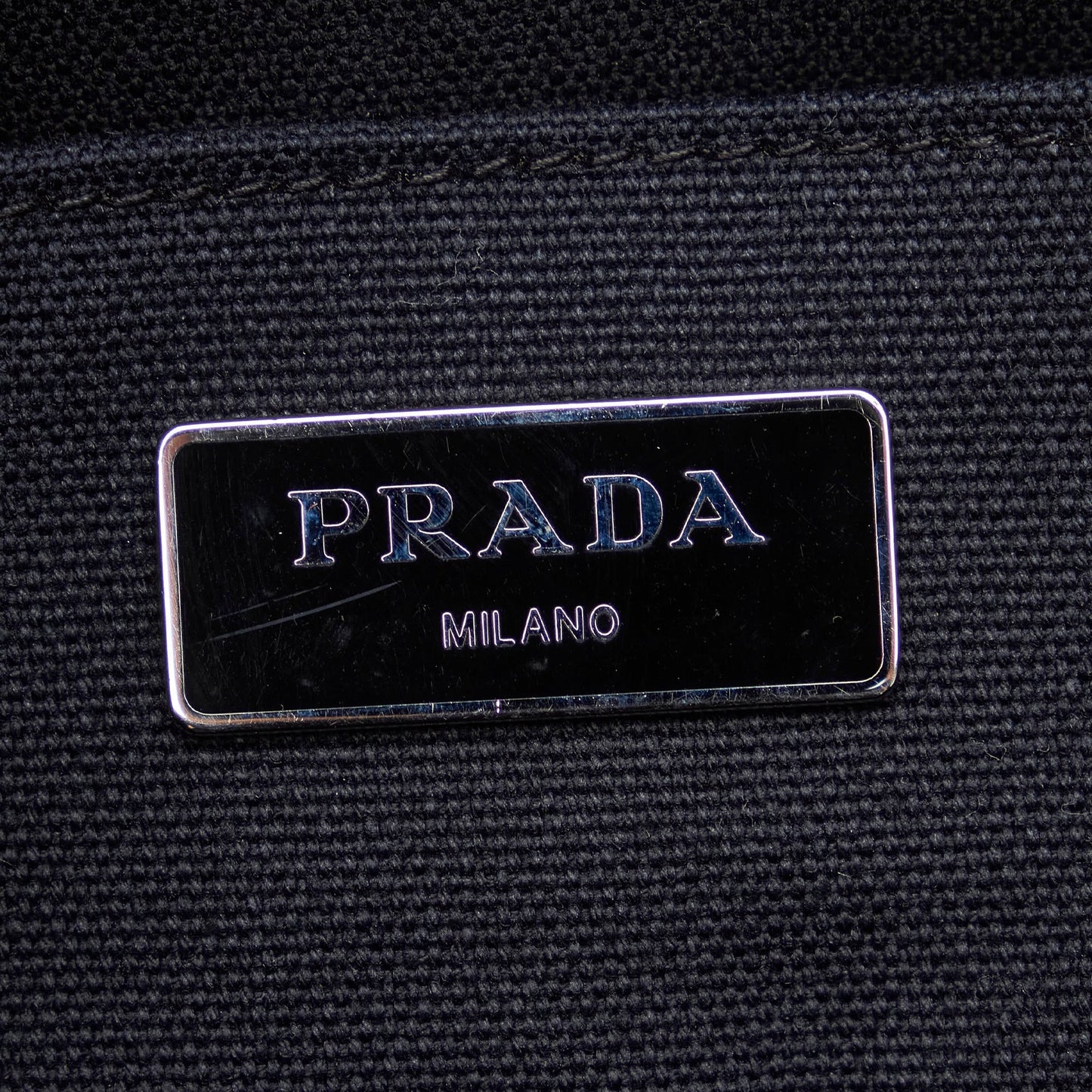 PRADA Mini Canapa Convertible Canvas and Feather Tote Satchel