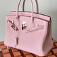 HM Birkin Nata Swift Pink For Women Silver Toned Hardware 11.8in/30cm