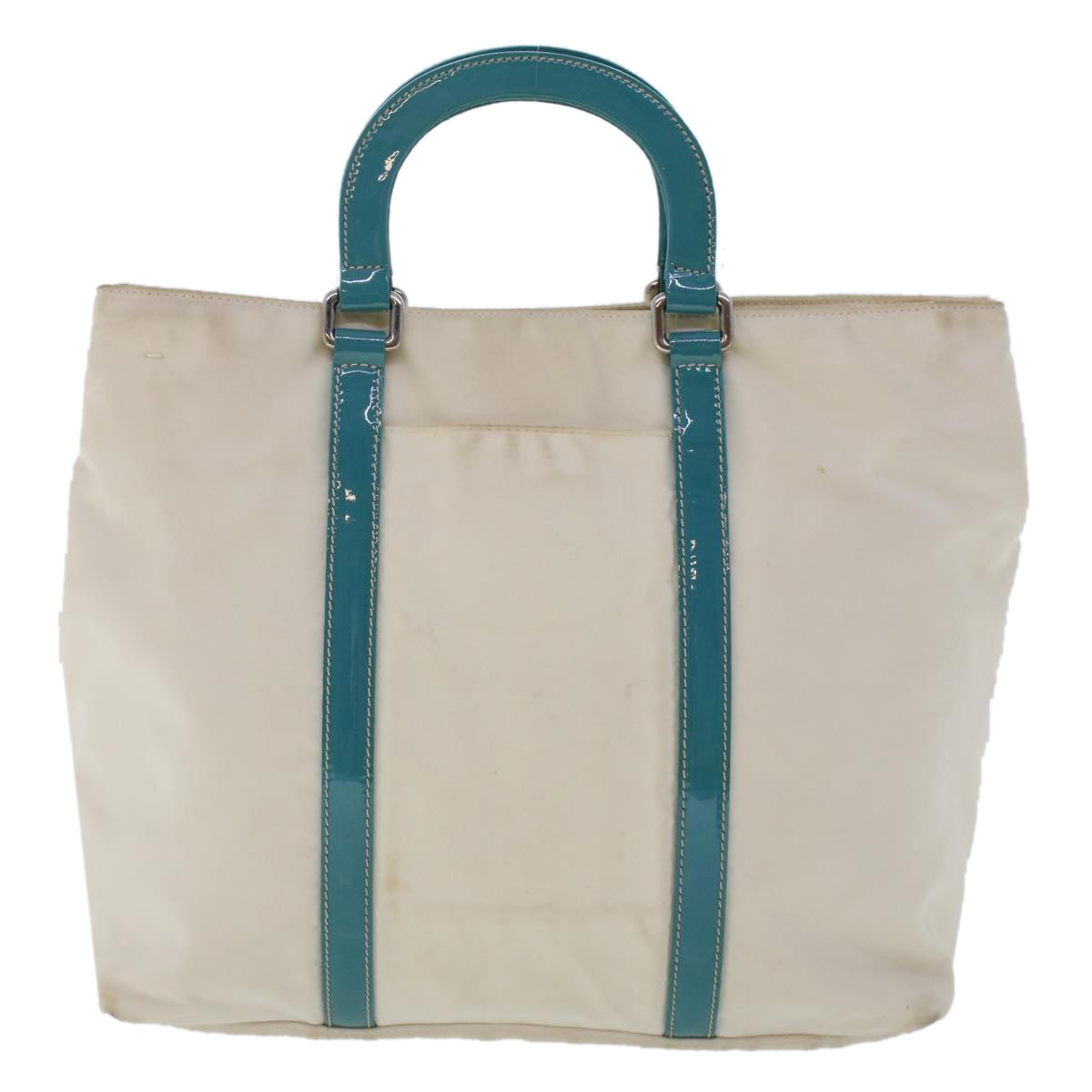 PRADA Hand Bag Nylon 2way White Turquoise Blue  48007