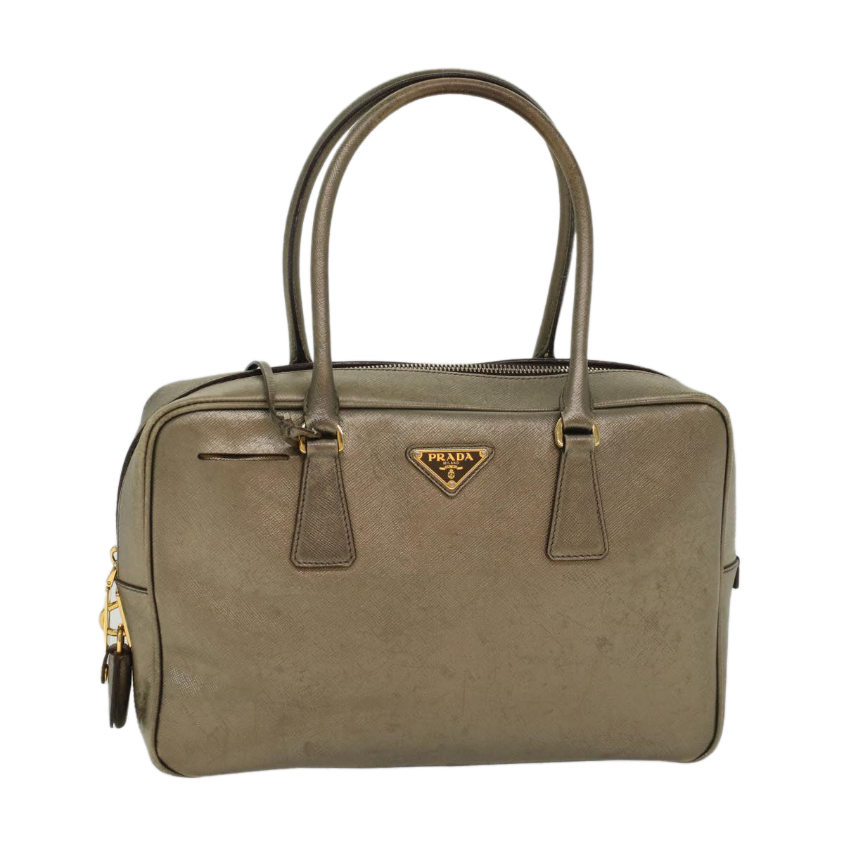 PRADA Safiano Leather Hand Bag Gold Tone  48193