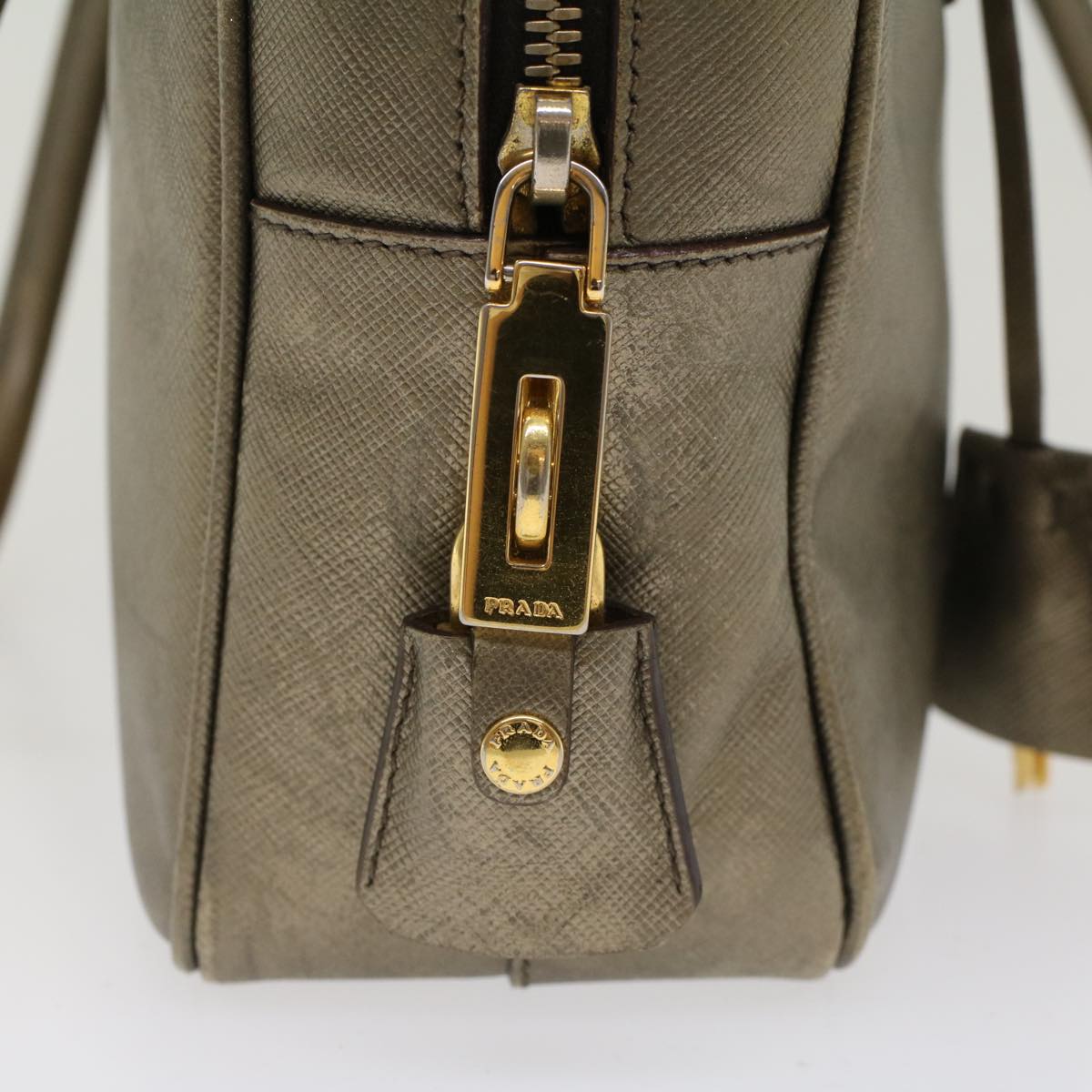 PRADA Safiano Leather Hand Bag Gold Tone  48193