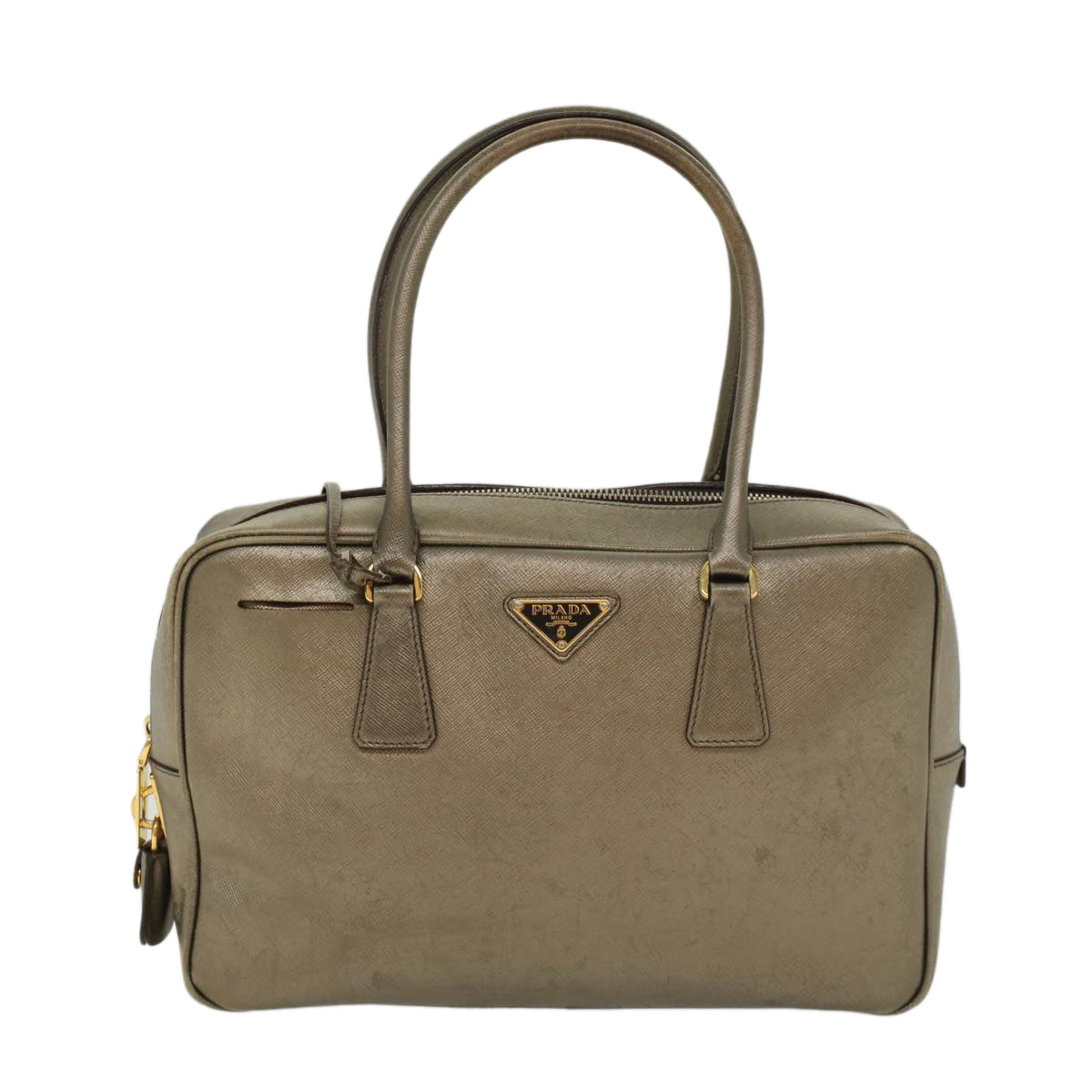 PRADA Safiano Leather Hand Bag Gold Tone  48193