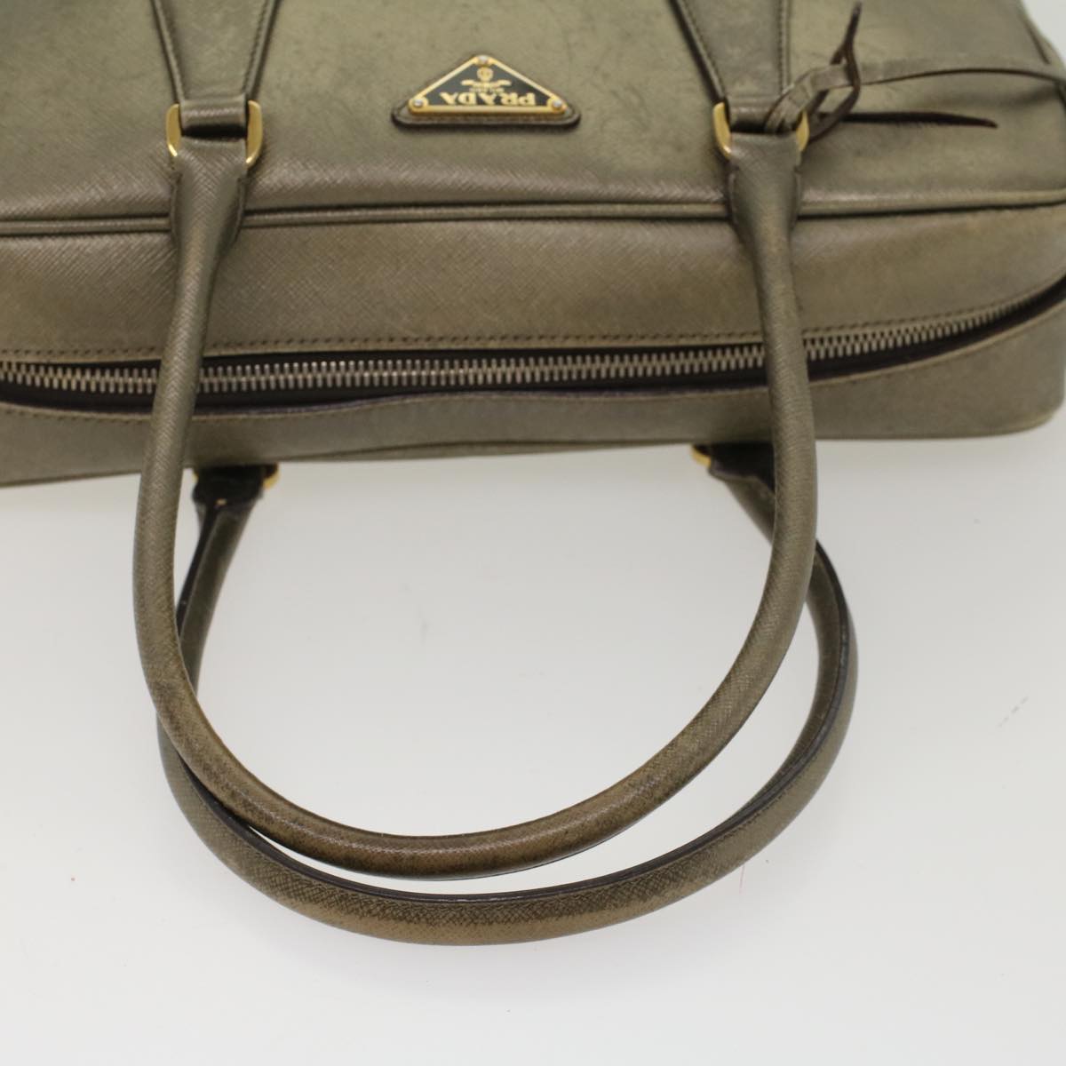 PRADA Safiano Leather Hand Bag Gold Tone  48193