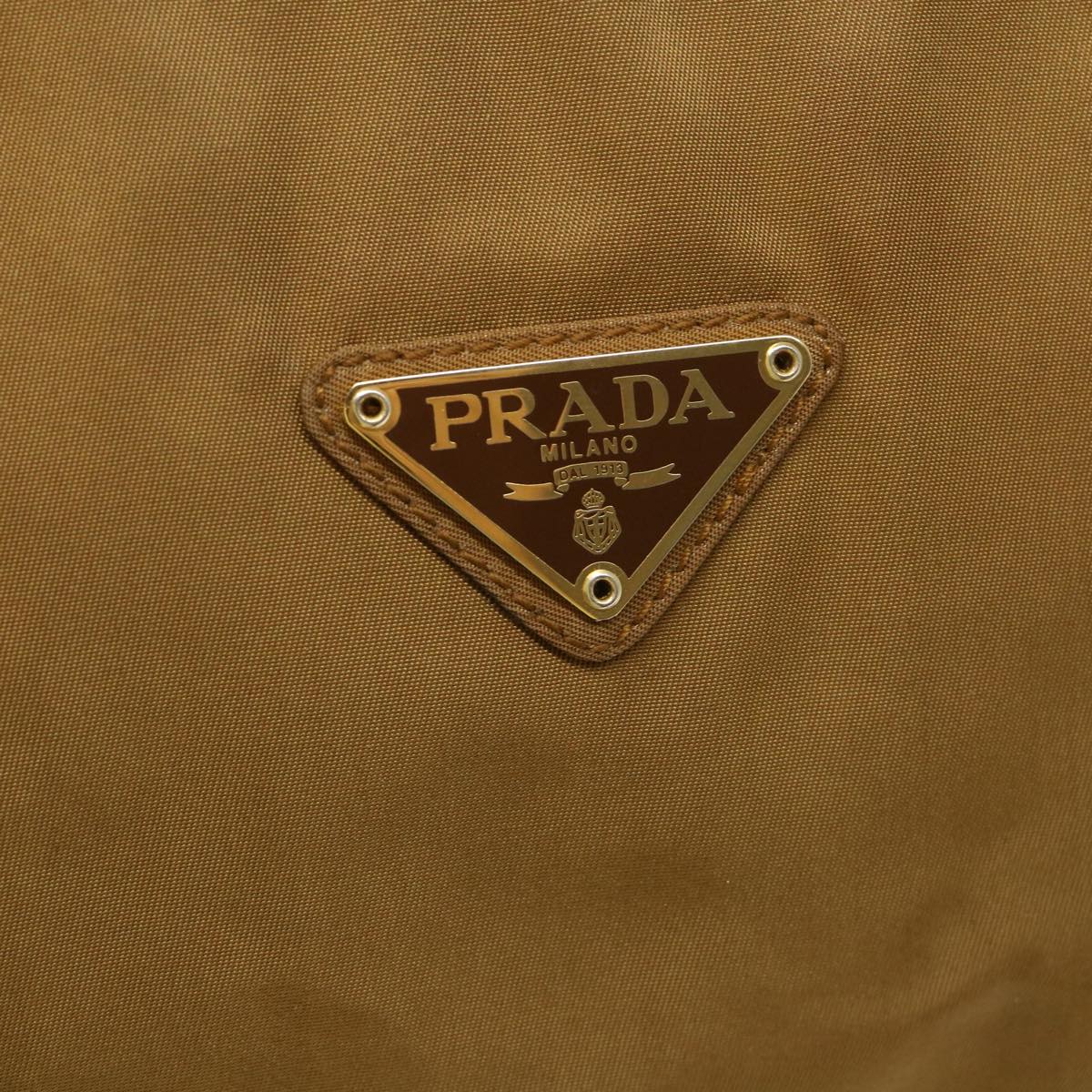 PRADA Chain Hand Bag Nylon Brown  48201