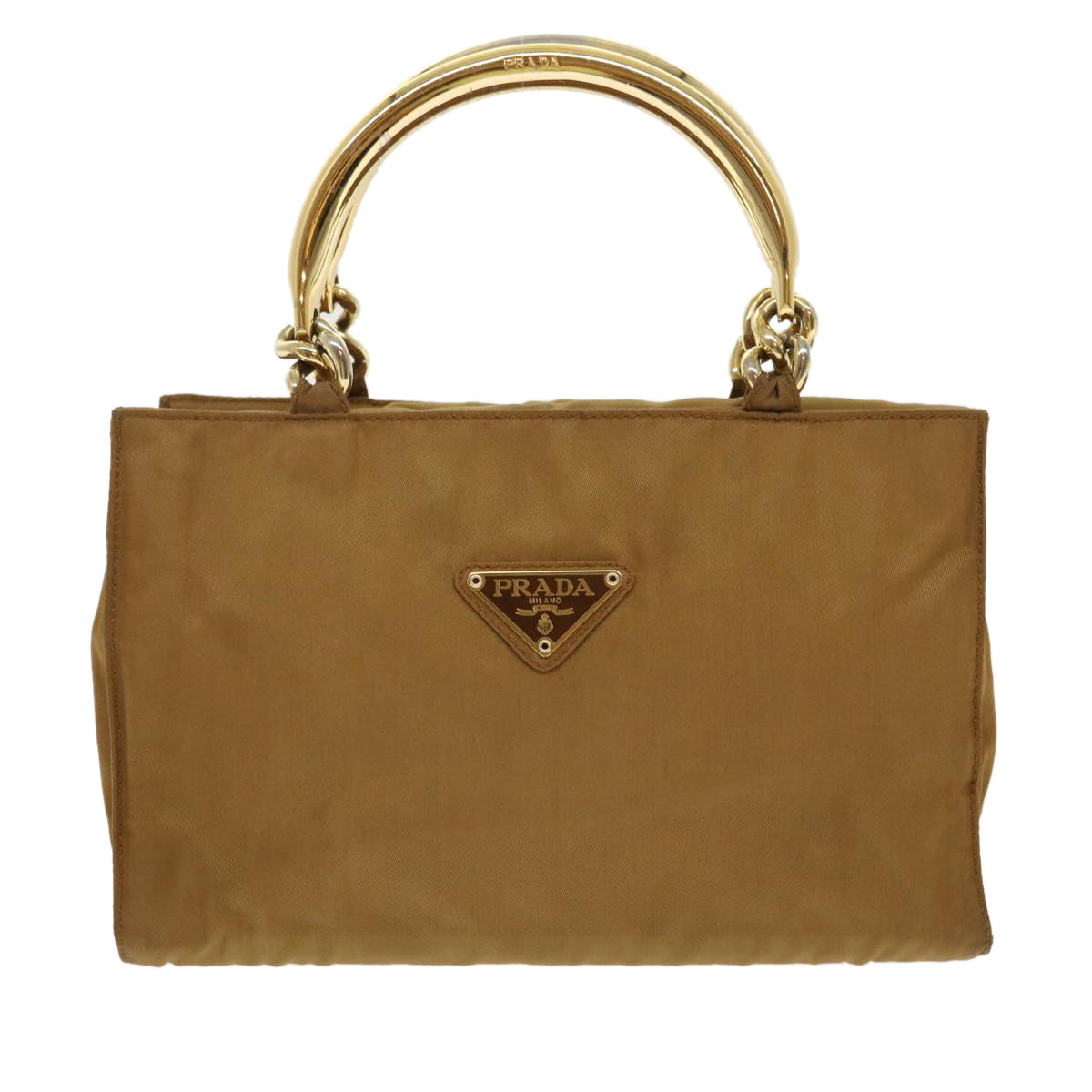 PRADA Chain Hand Bag Nylon Brown  48201