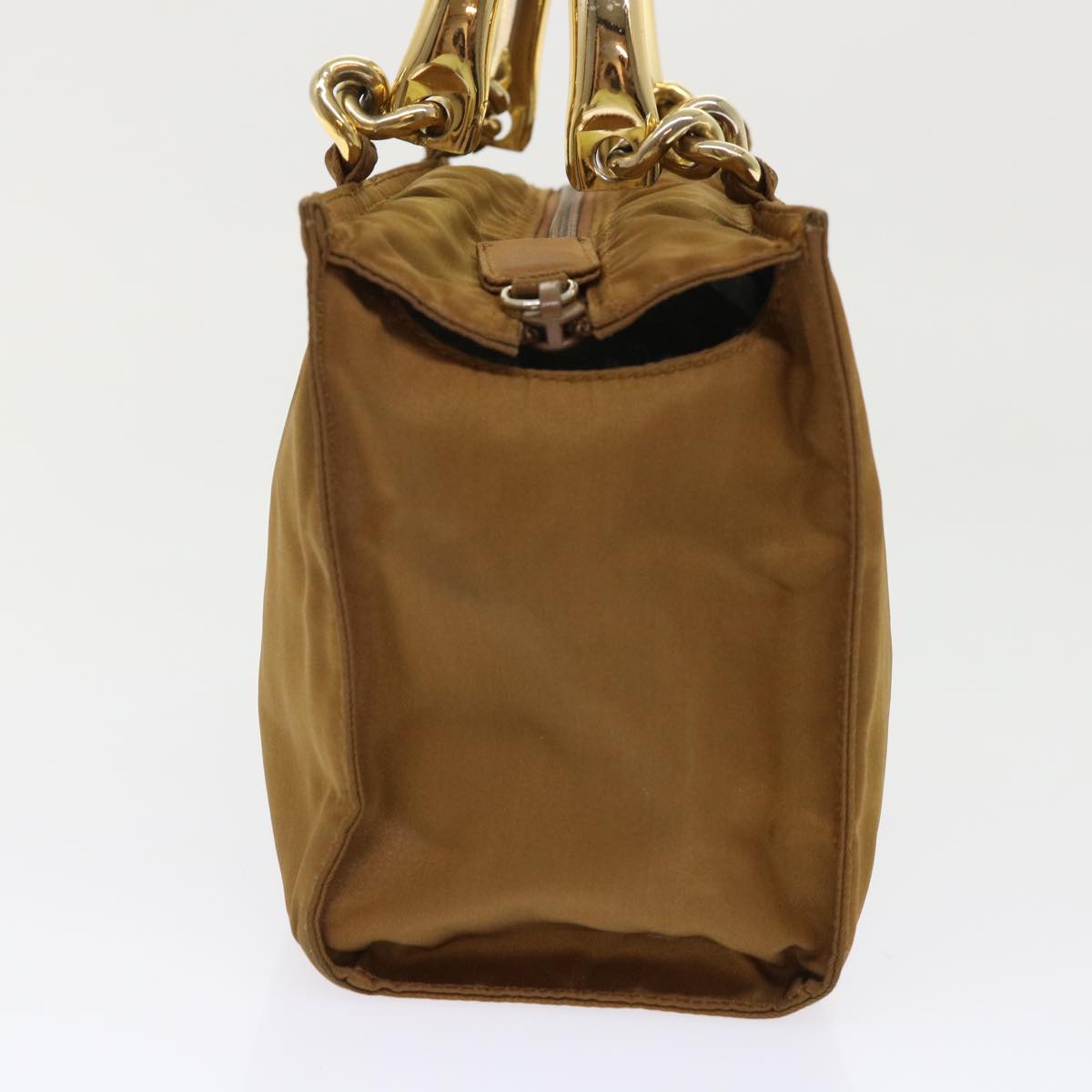 PRADA Chain Hand Bag Nylon Brown  48201