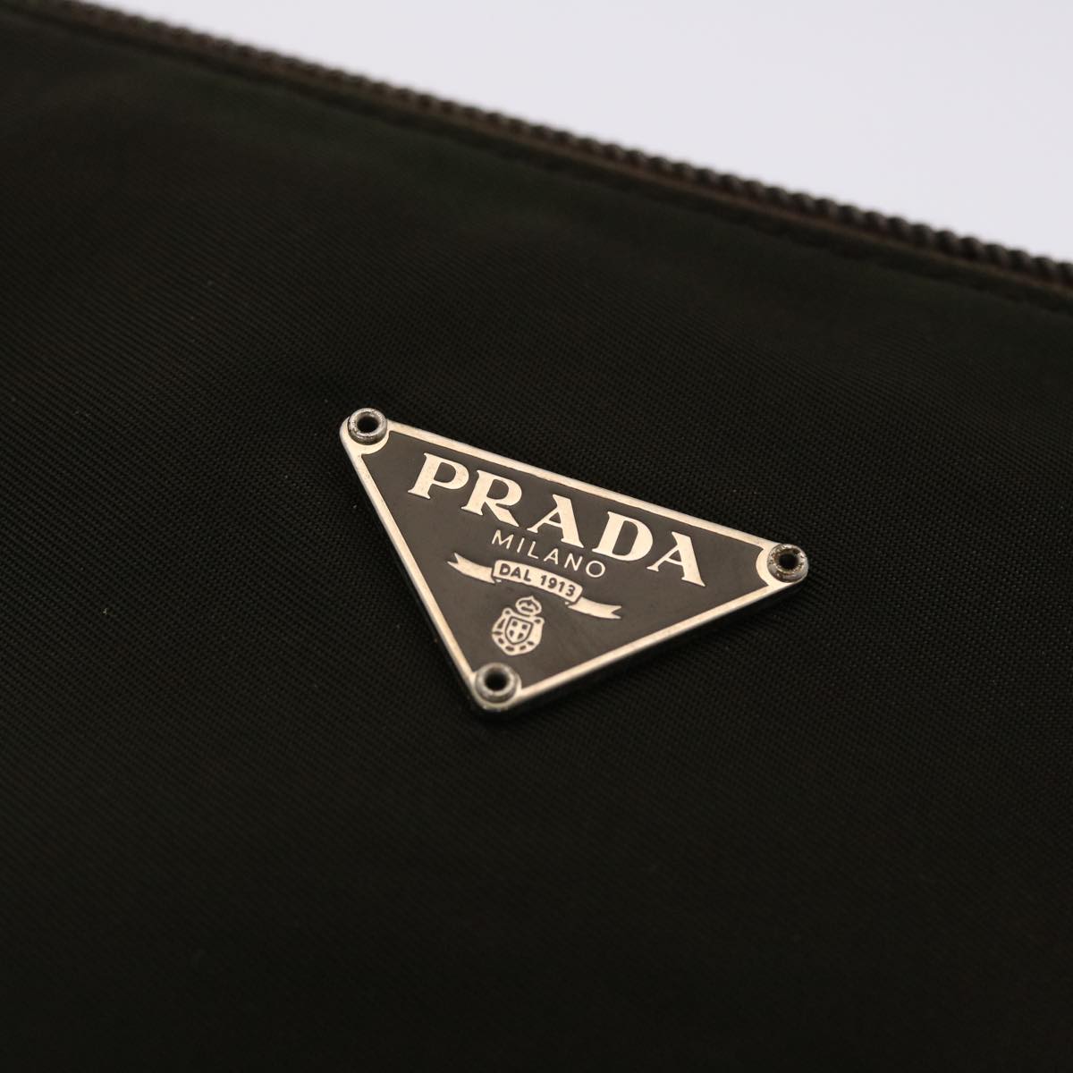 PRADA Accessory Pouch Nylon Khaki  48612