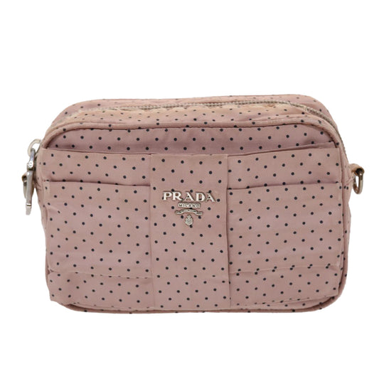 PRADA Dot Chain Shoulder Bag Nylon Pink Black  48618