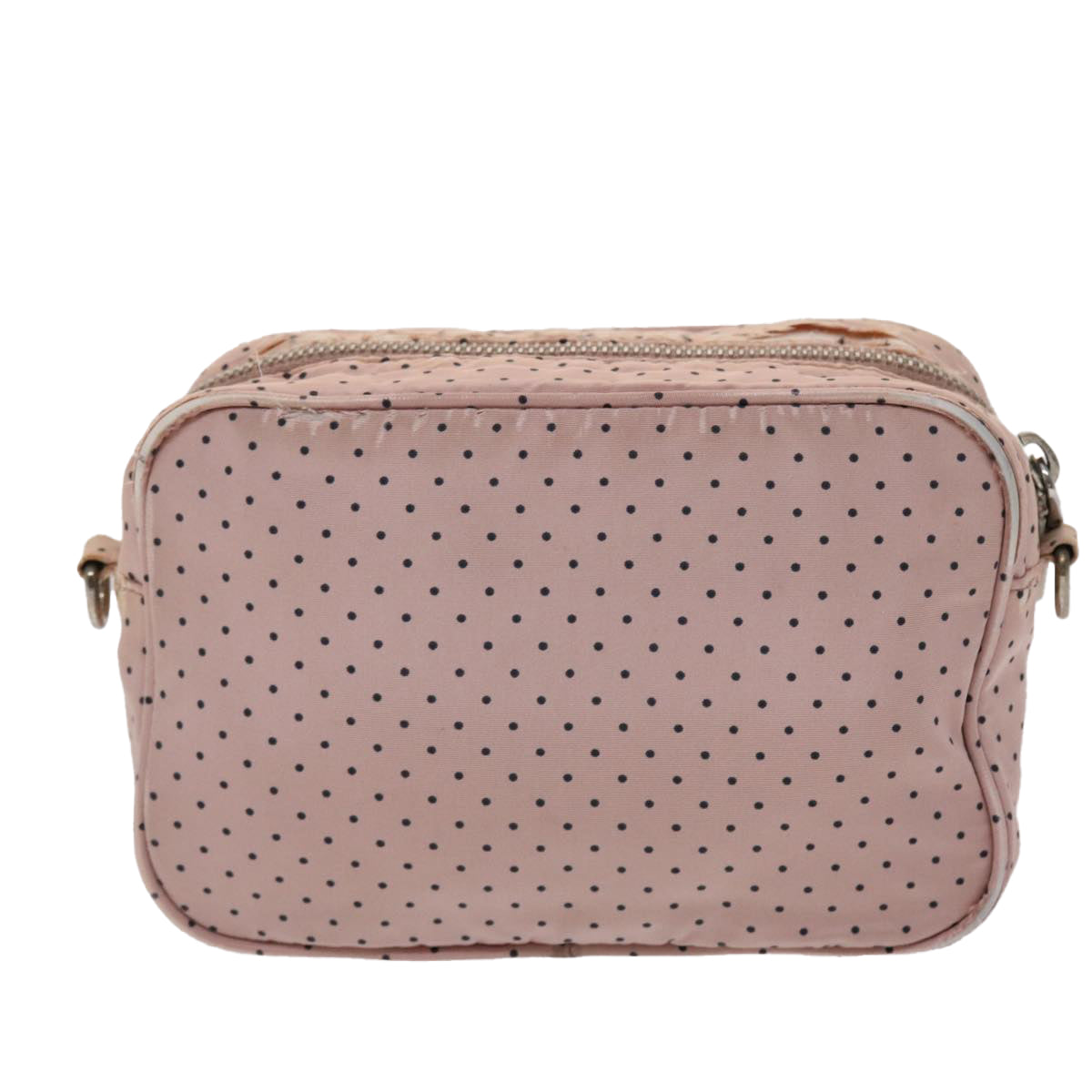 PRADA Dot Chain Shoulder Bag Nylon Pink Black  48618