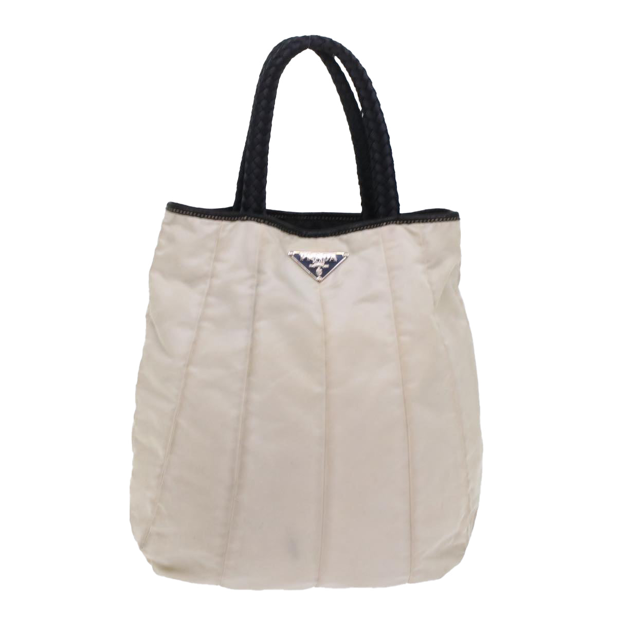 PRADA Hand Bag Nylon Ivory  48756