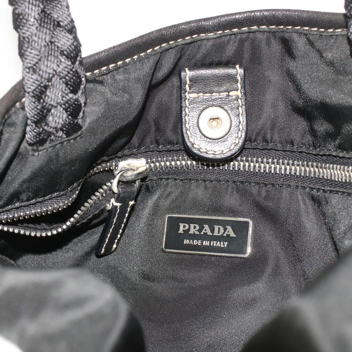 PRADA Hand Bag Nylon Ivory  48756