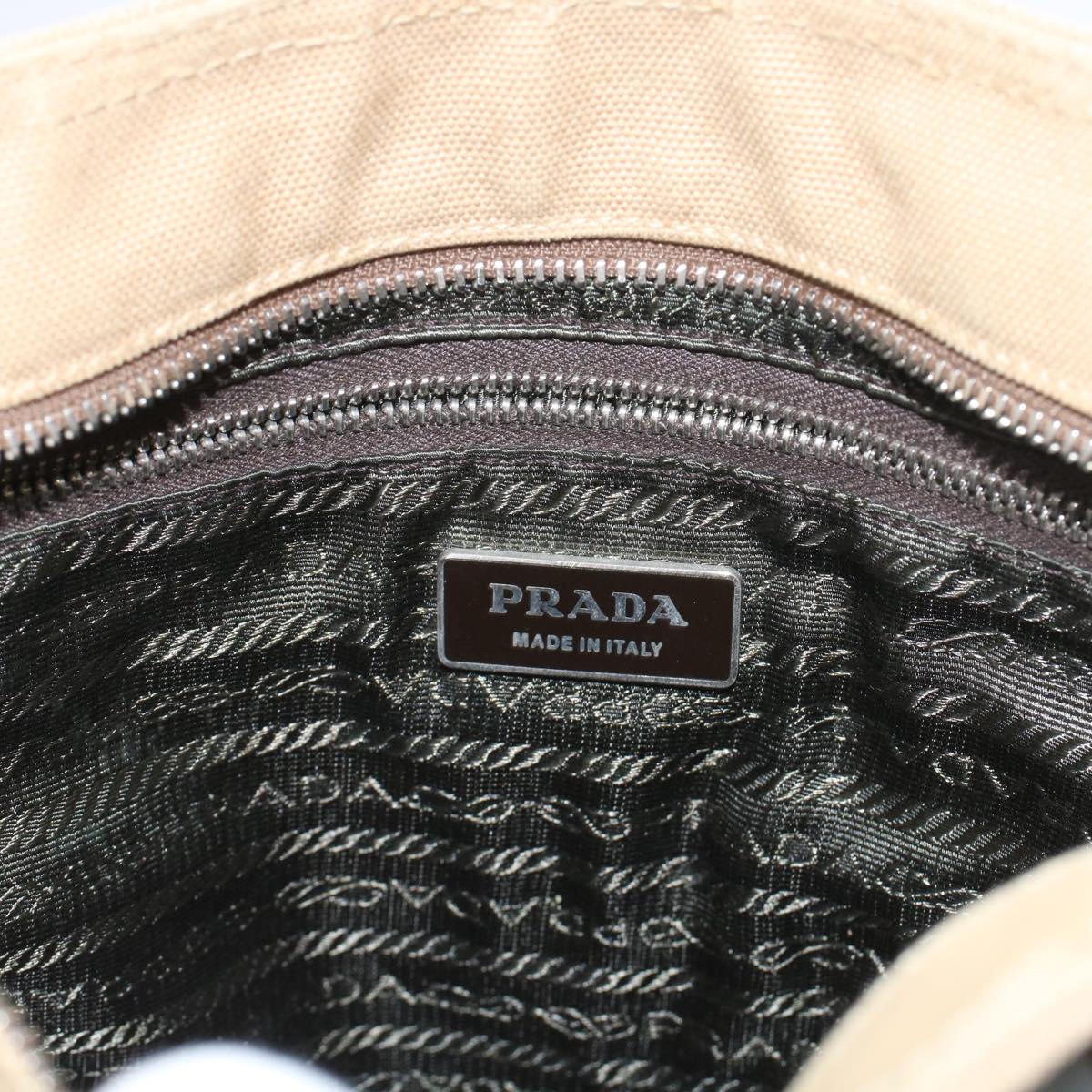 PRADA Tote Bag Canvas Leather Beige  48761