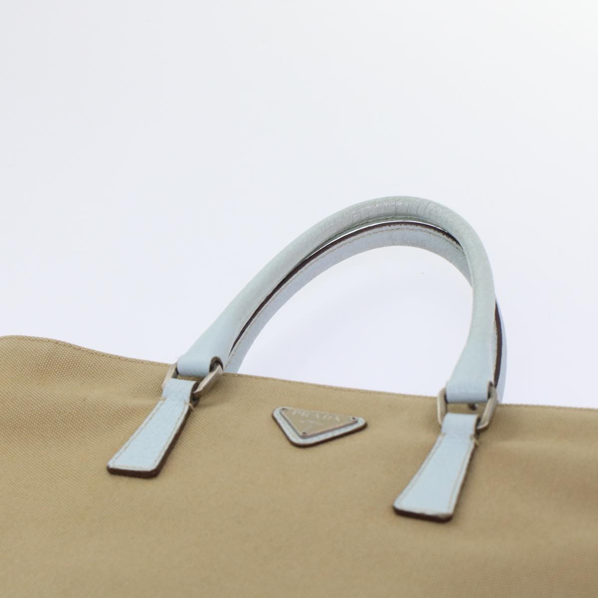 PRADA Tote Bag Canvas Leather Beige  48761