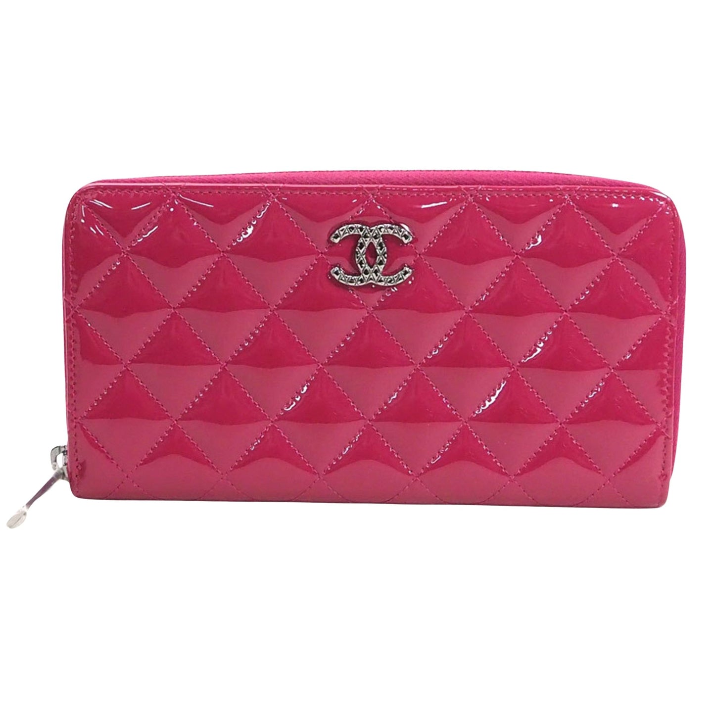 Chanel fuchsia Patent leather Portefeuille Zippe wallet accessories