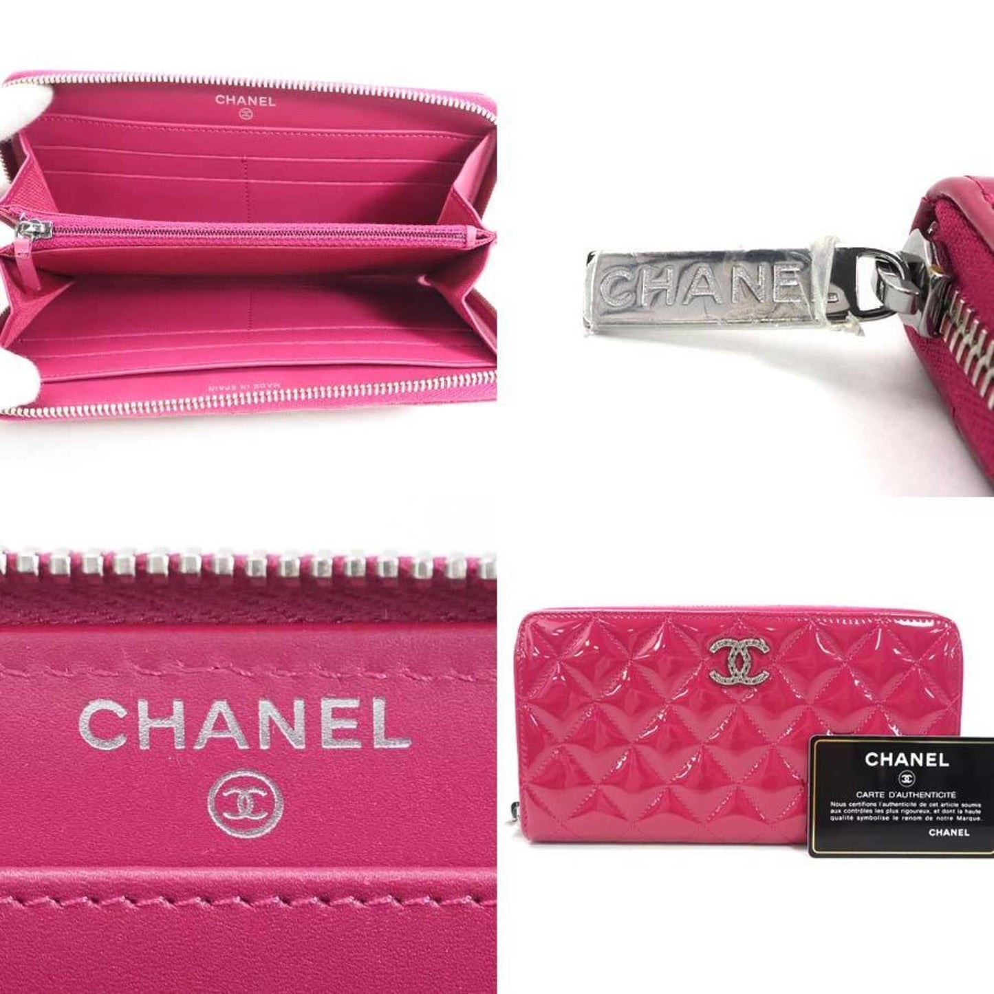 Chanel fuchsia Patent leather Portefeuille Zippe wallet accessories