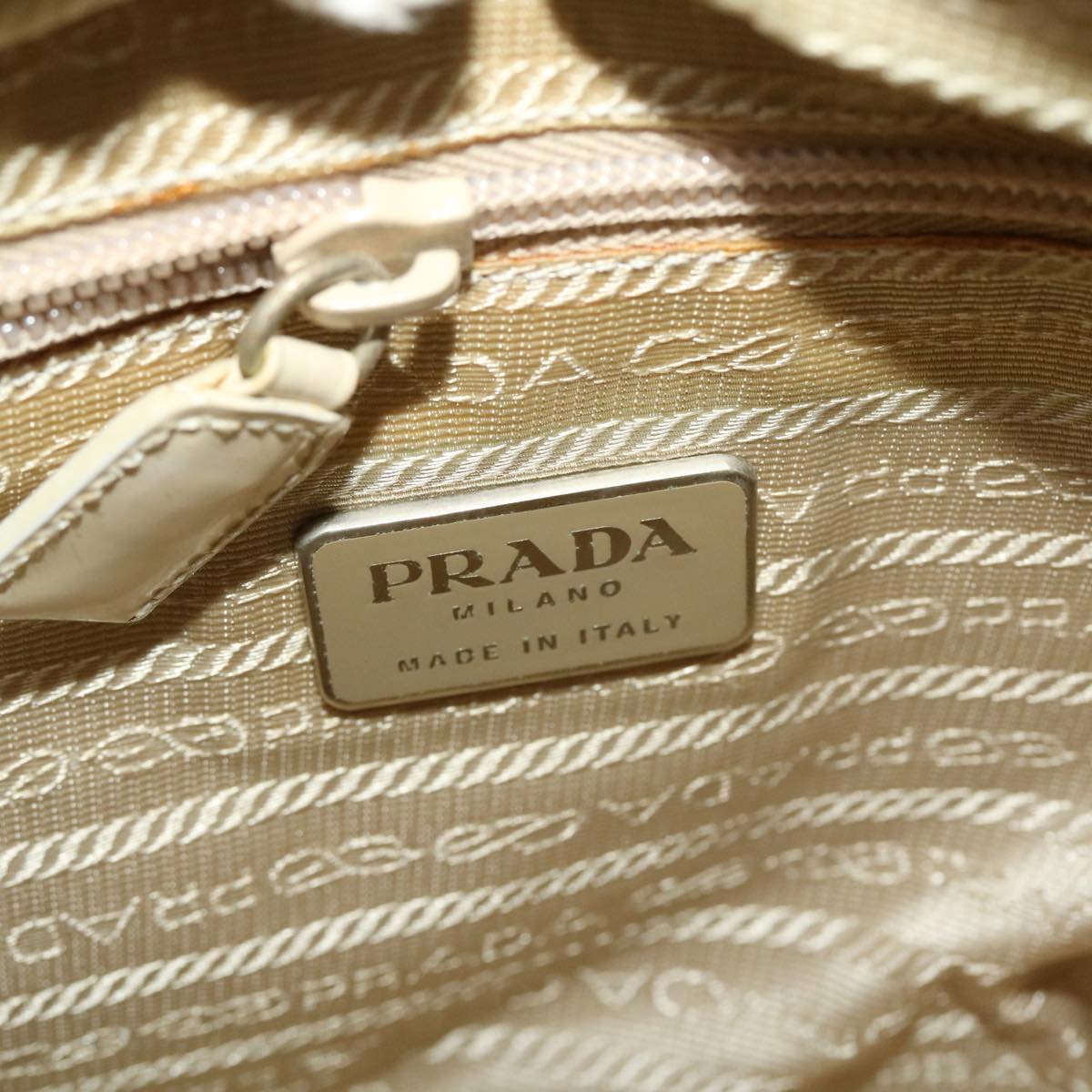 PRADA Shoulder Bag Nylon Beige Cream  49303