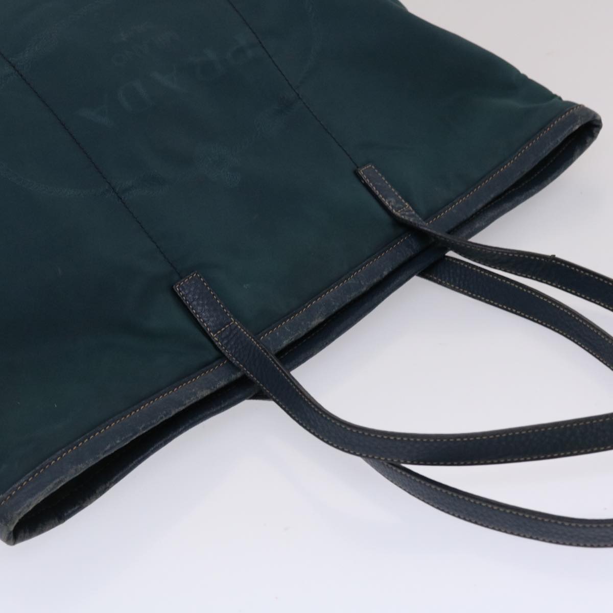 PRADA Tote Bag Nylon Leather Green  49305