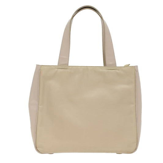 PRADA Hand Bag Nylon Leather Beige Ivory  49308