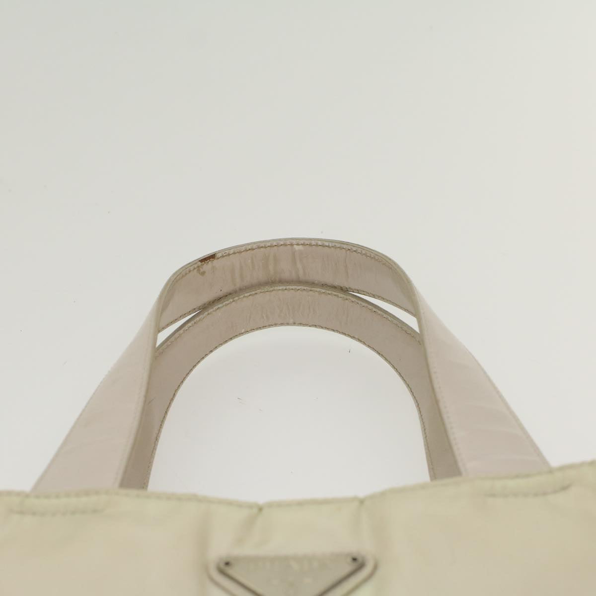 PRADA Hand Bag Nylon Leather Beige Ivory  49308