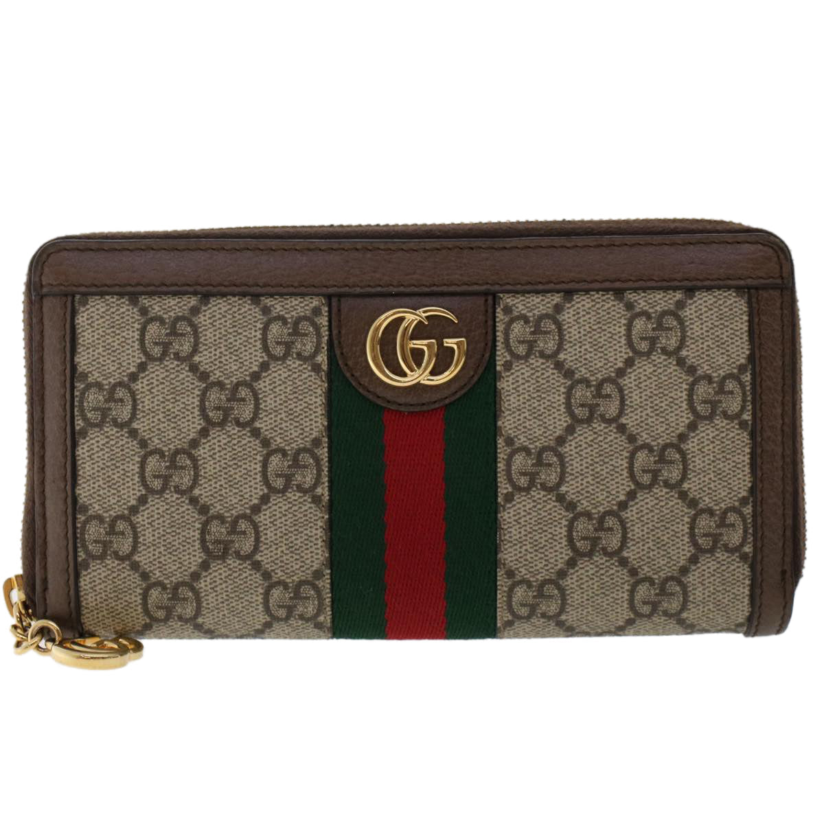 GUCCI GG Canvas Web Sherry Line Ophidia Long Wallet Beige Red 523154  49471