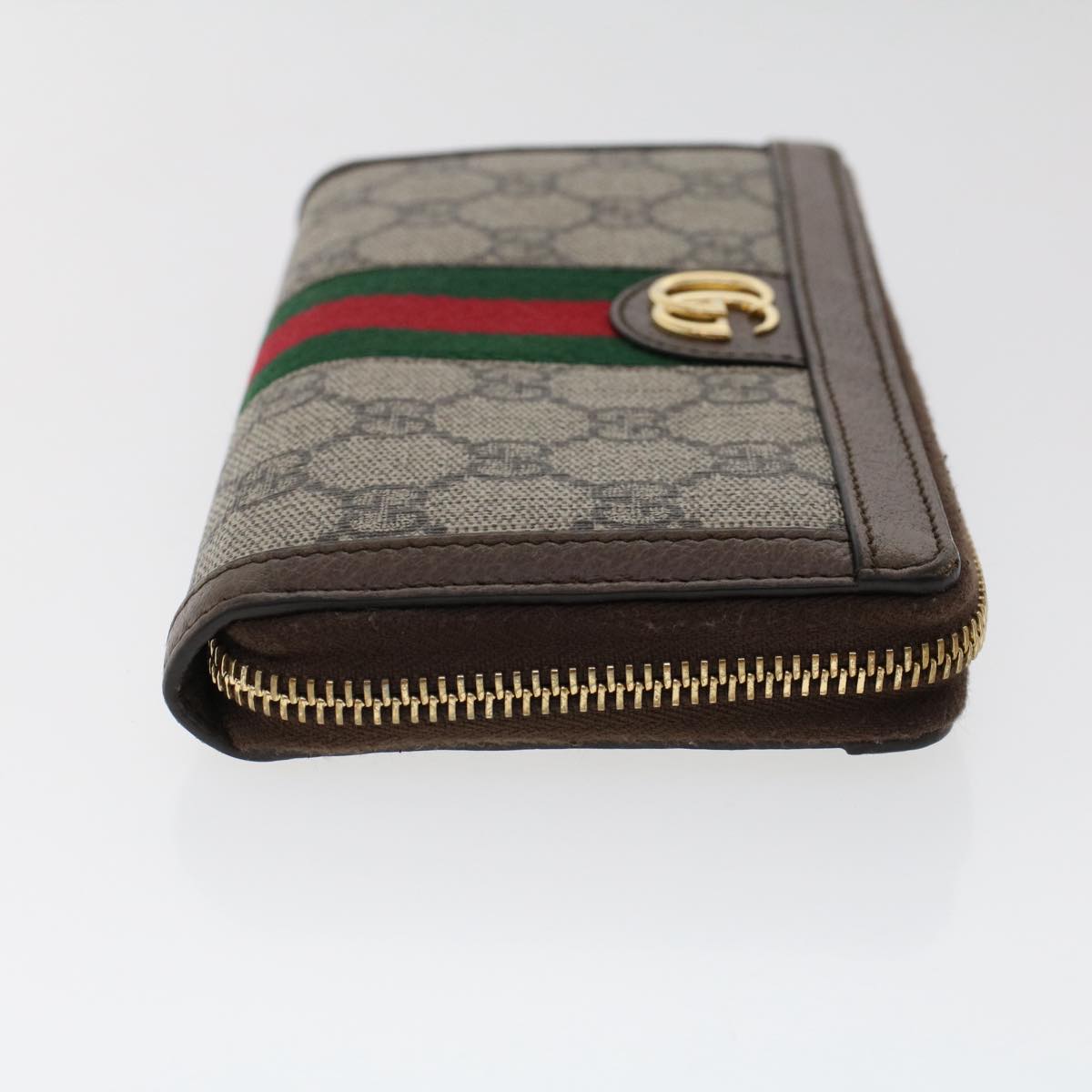 GUCCI GG Canvas Web Sherry Line Ophidia Long Wallet Beige Red 523154 Auth 49471