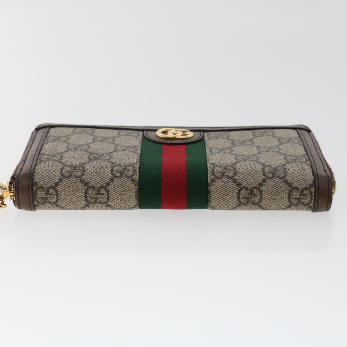 GUCCI GG Canvas Web Sherry Line Ophidia Long Wallet Beige Red 523154  49471