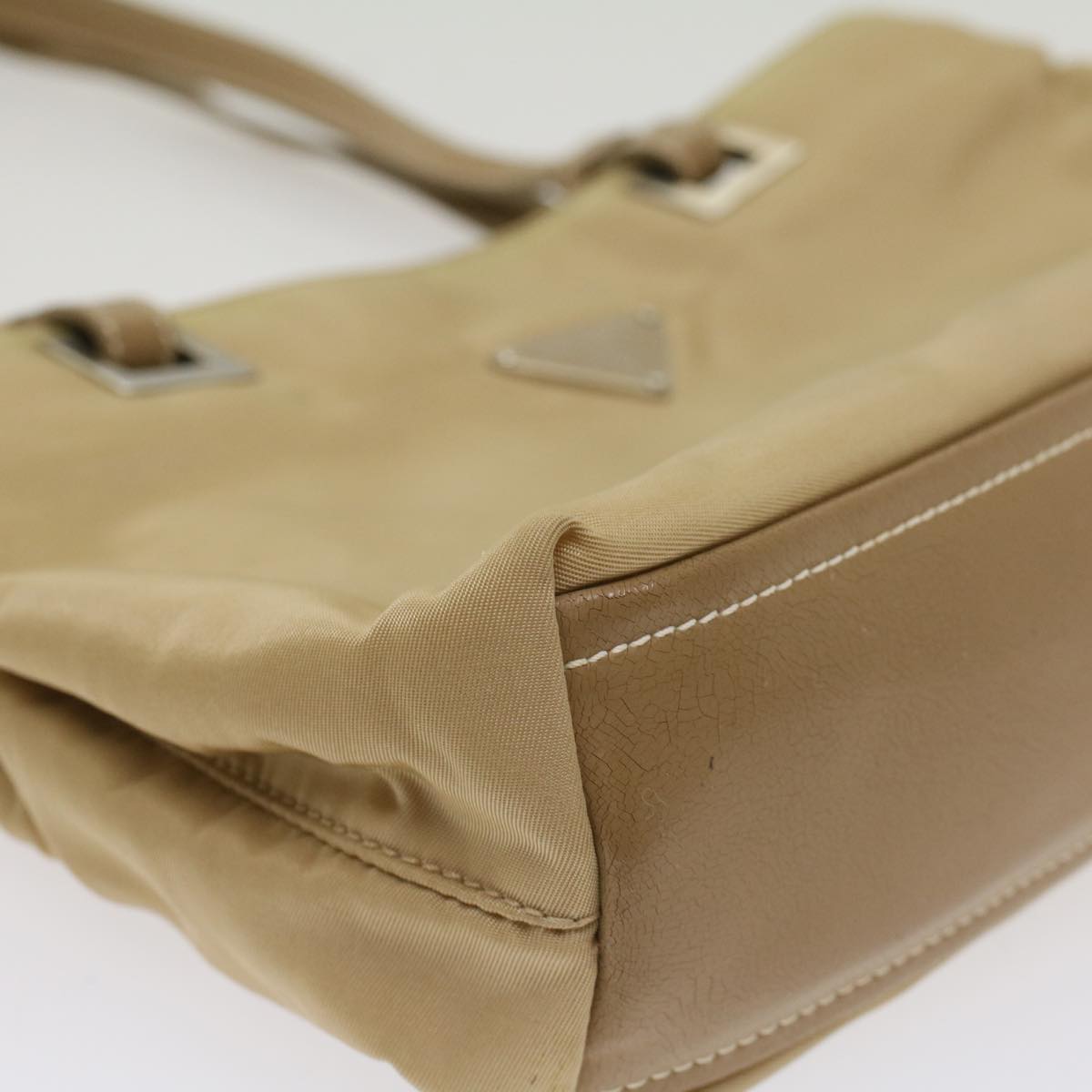 PRADA Hand Bag Nylon Beige  49590