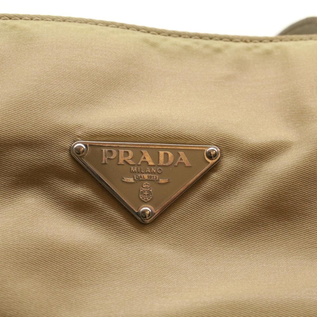 PRADA Hand Bag Nylon Beige  49590