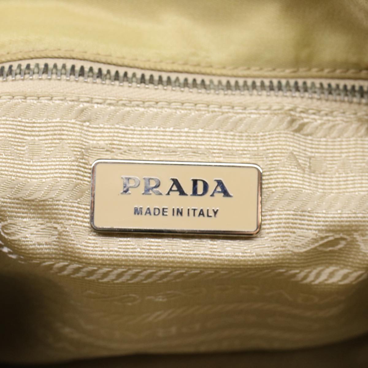 PRADA Hand Bag Nylon Beige  49590