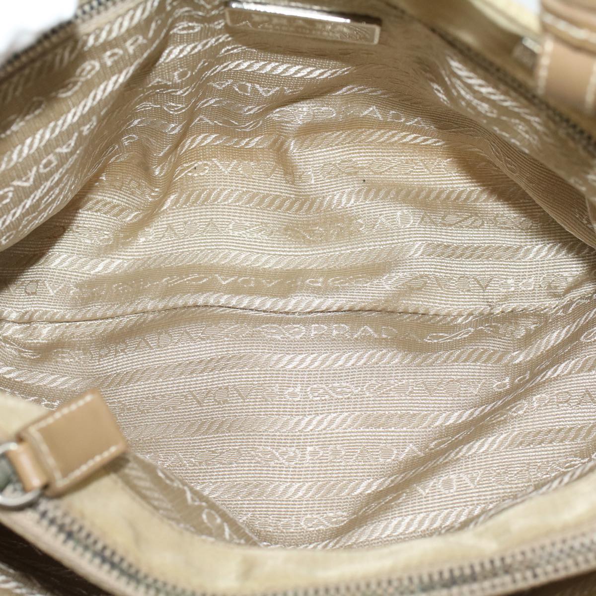 PRADA Hand Bag Nylon Beige  49590