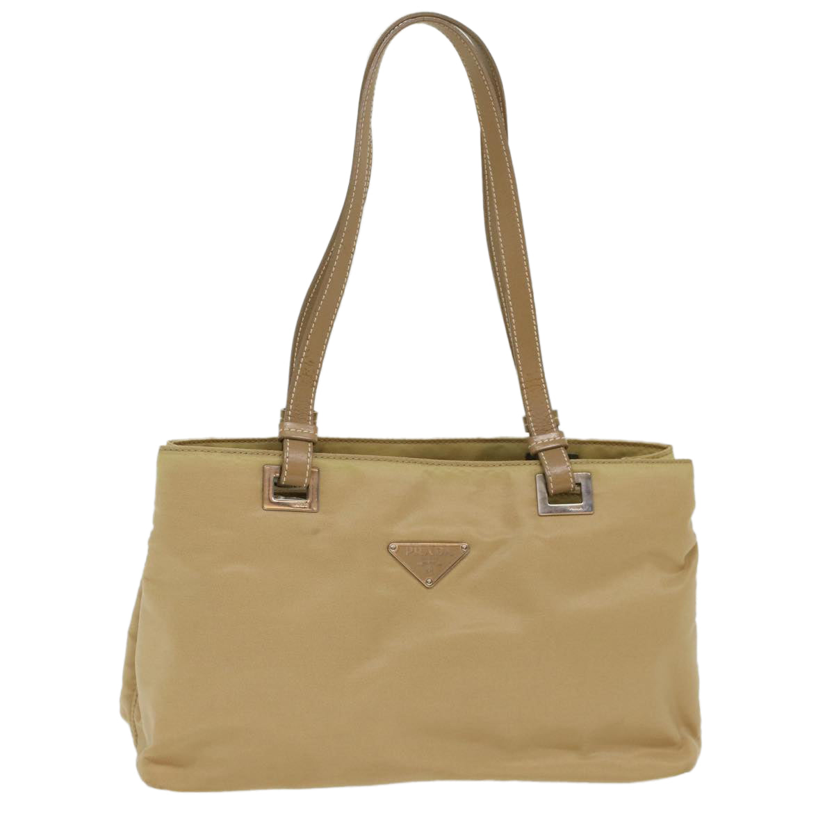 PRADA Hand Bag Nylon Beige  49590