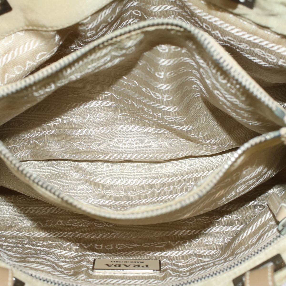 PRADA Hand Bag Nylon Beige  49590