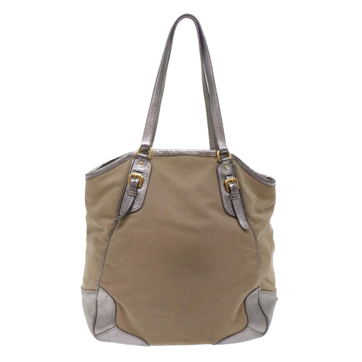 PRADA Tote Bag Canvas Leather Beige  49595